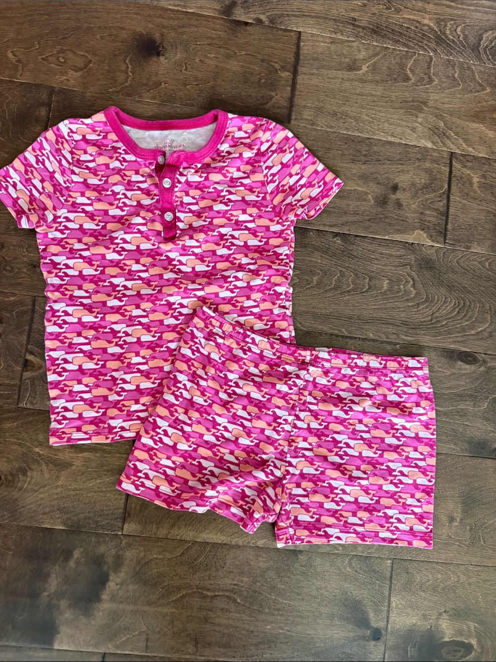 Vineyard Vines Kids Pink Patterned Short-Sleeve Pajama Set -8